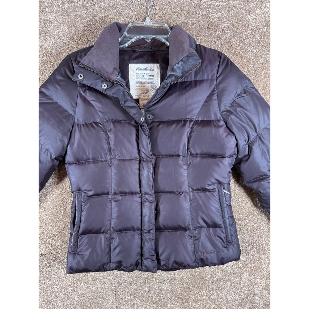 Eddie Bauer Women's Dark Plum Quilted Goose Down Puffer Jacket XS